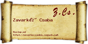 Zavarkó Csaba névjegykártya